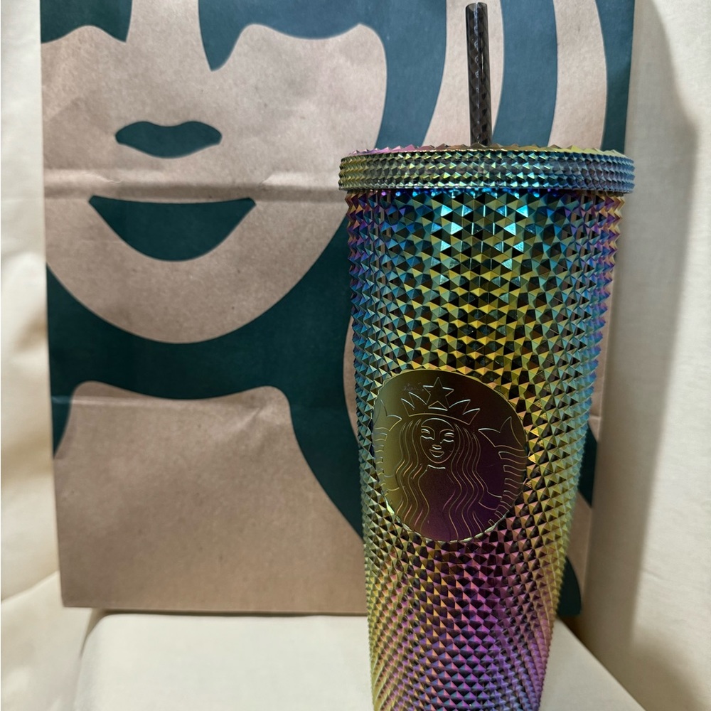 NWT Starbucks Fall '23 Oil Slick Black Bling 24 Ounce Cold Cup